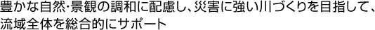 豊かな自然・景観の調和に配慮し、災害に強い川づくりを目指して、流域全体を総合的にサポート